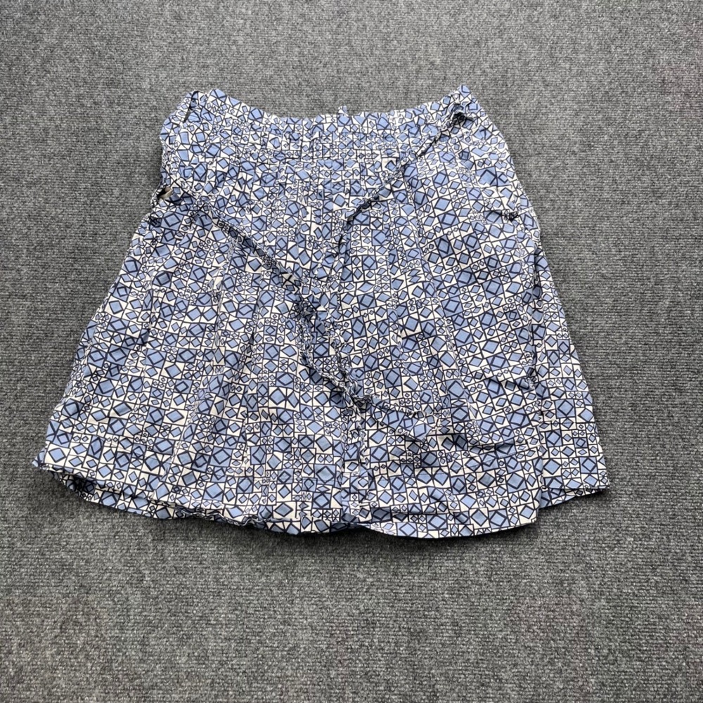Geometric Print Pleated A-Line Blue White Mini Skirt